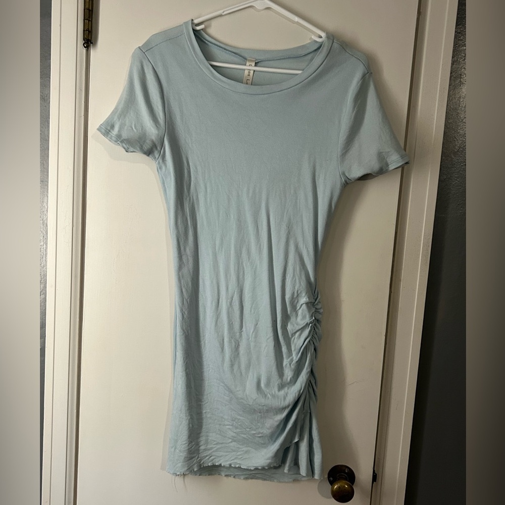 Lyss Loo Sky Blue Ruched Short Sleeve Top